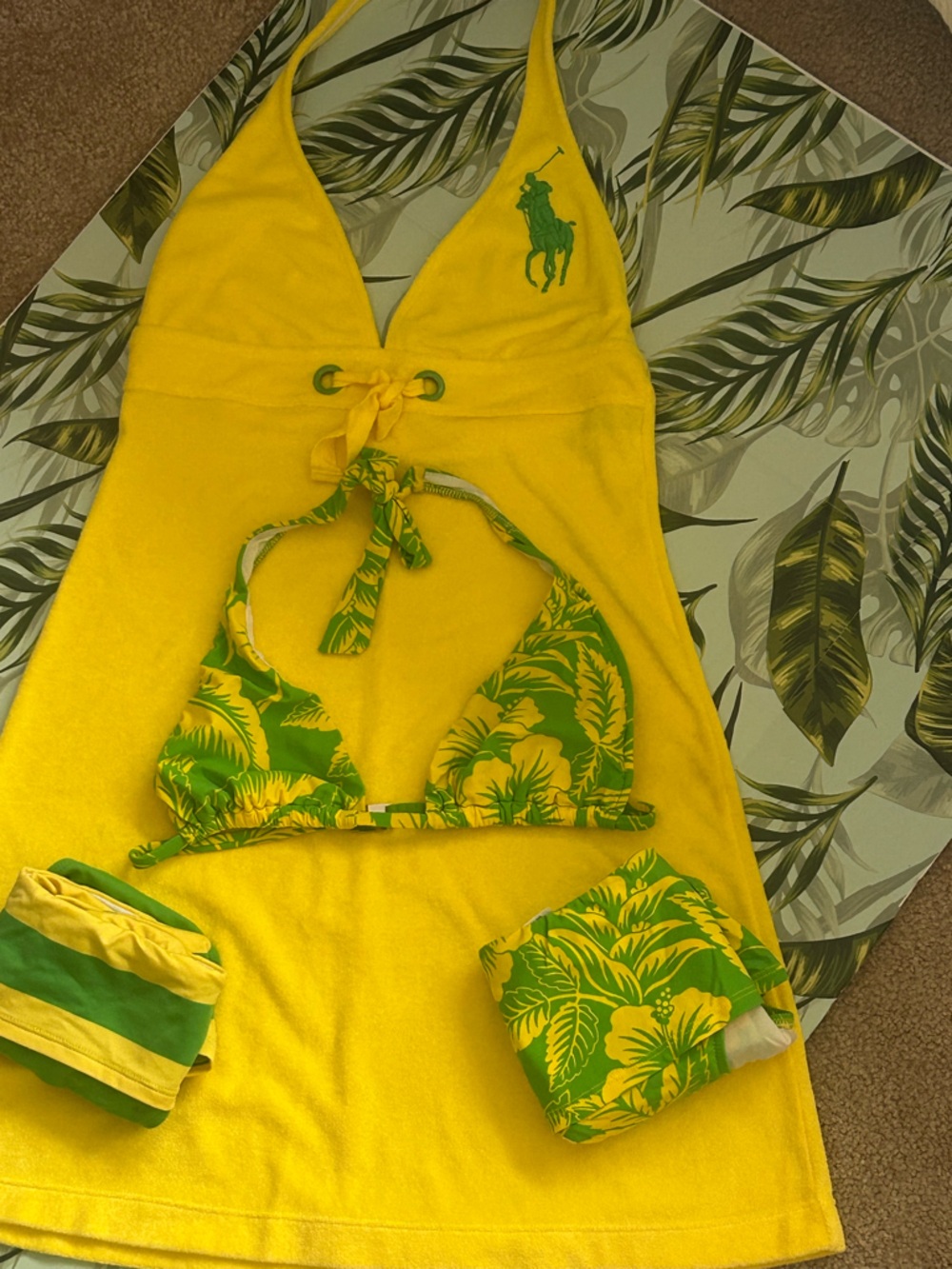 Ralph Lauren Yellow Halter Tie-Front Dress with Green Pony - Picture 4 of 5